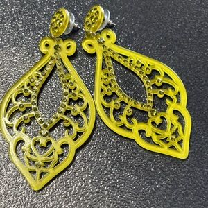 ACRYLIC AND CRYSTAL PIERCED EARRINGS